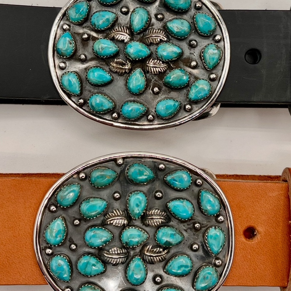 Exquisite  ! Turquoise " Silver Oasis " Sterling Silver buckle, 75 g